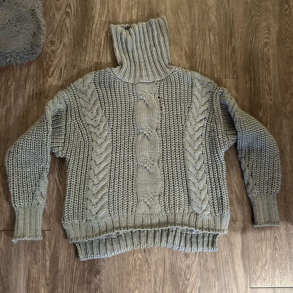 Grey Knit Cropped Sweater